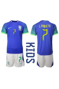 Fotbalové Dres Brazílie Lucas Paqueta #7 Dětské Venkovní Oblečení MS 2022 Krátký Rukáv (+ trenýrky)